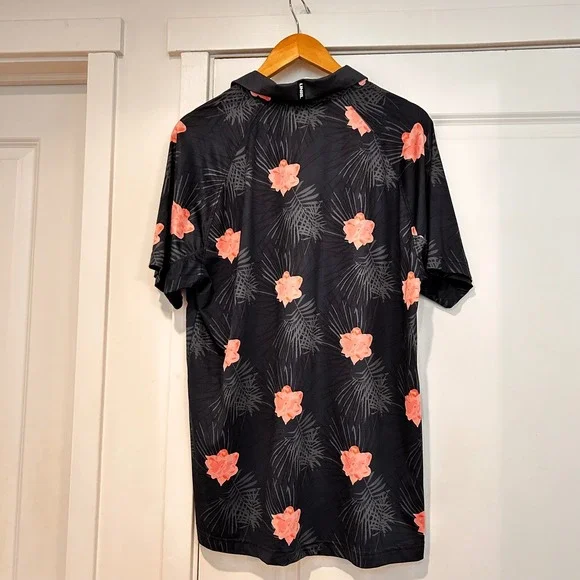 UNRL Barstool Golf Polo Shirt Mens Large Navy Floral Tropical Performance Preppy - Picture 6 of 9